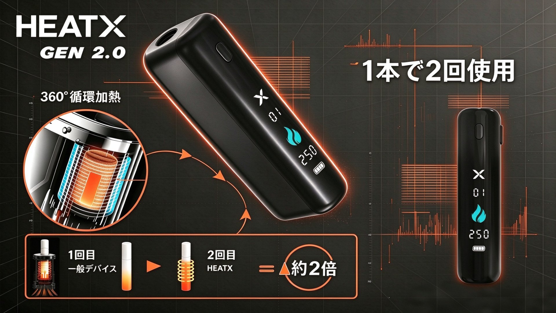 GEN2.0 360°循環加熱・1本で2回使用